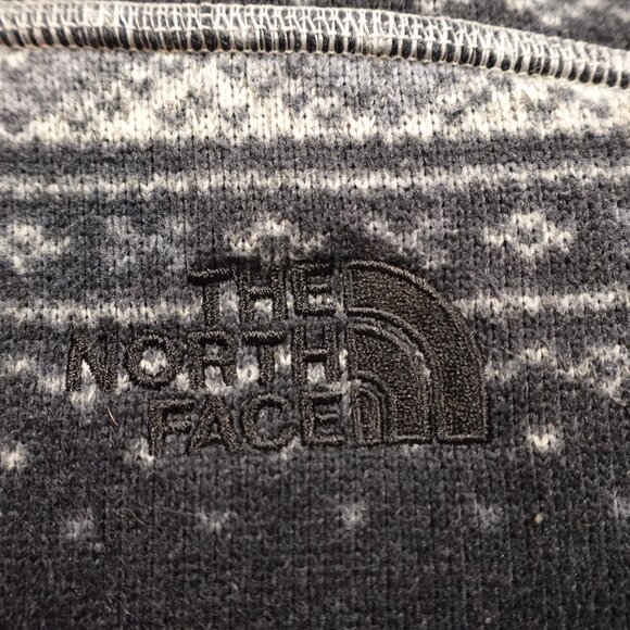 The North Face Fair Isle Pattern Fleece Pullover Men's Size Large Black Gray - Picture 2 of 11